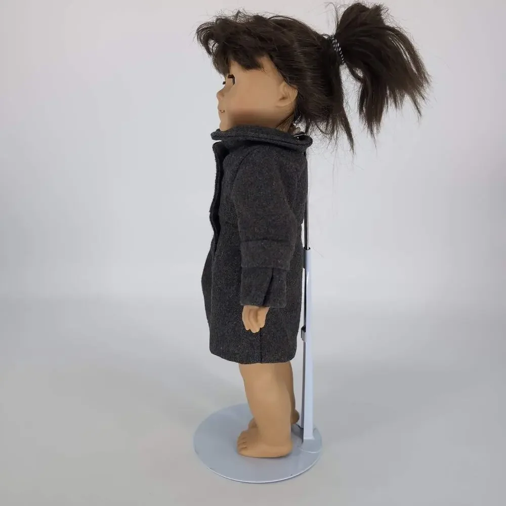 Unbranded Gray Grey Button Down Doll Long Sleeve Winter Coat for 18